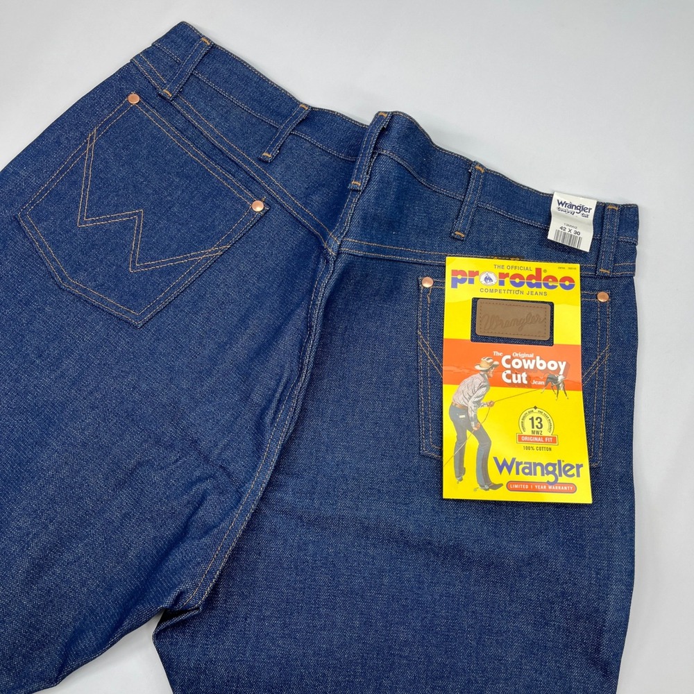 Wrangler Cowboy Cut 13MWZ Jeans 42x30 Indigo Blue Denim Original Fit NWT Western